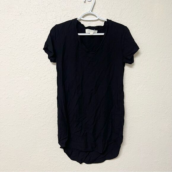 Cloth & Stone Anthropologie Short Sleeve Dress V Neck Black Mini T Shirt Size S - Picture 1 of 6